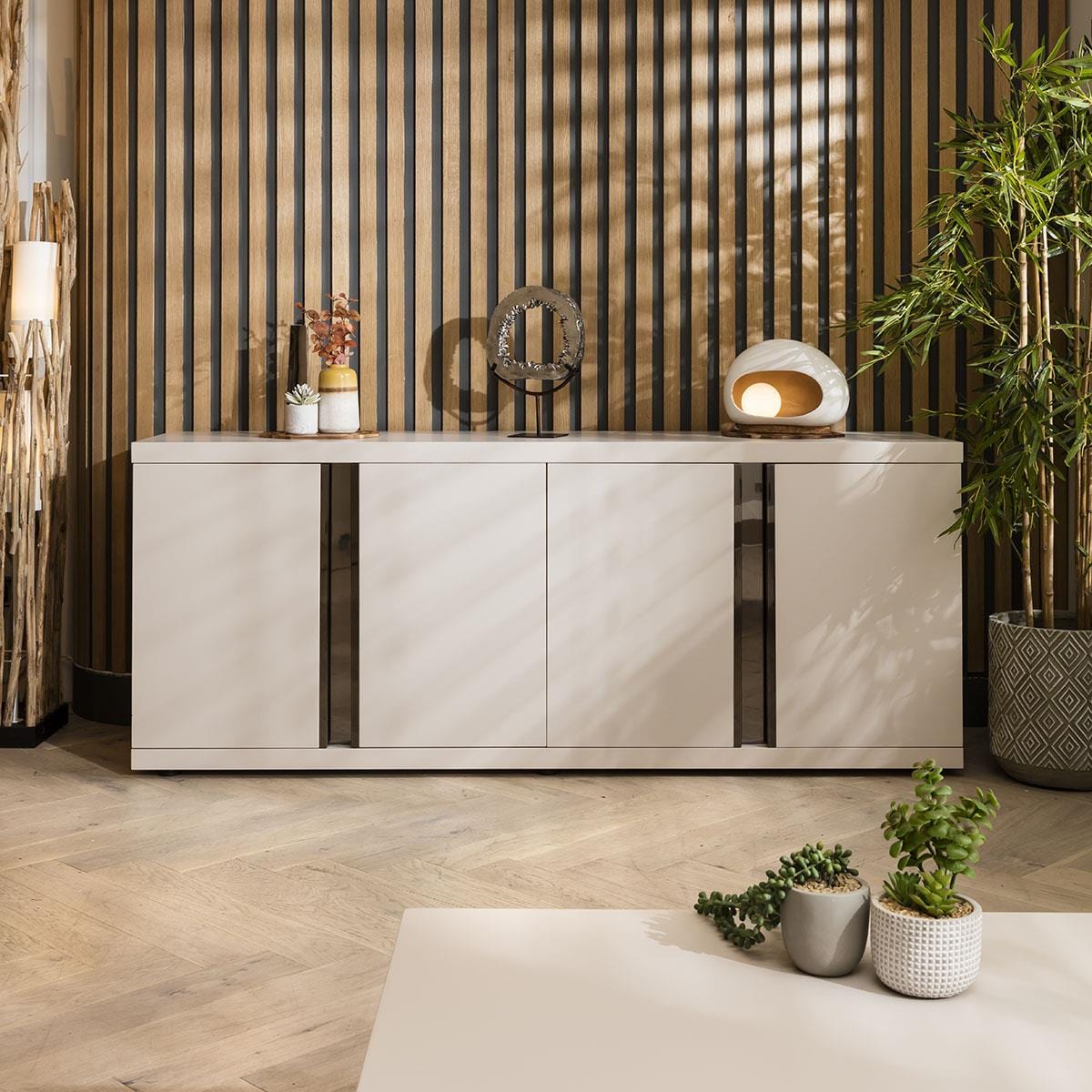 Quatropi Large Modern Sideboard Matte Chalk 200cm - 4 Door Cabinet 200cm