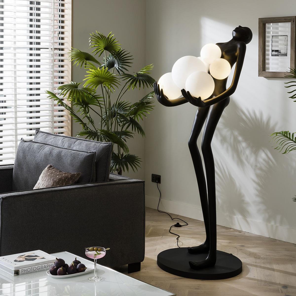 Quatropi Large Sculpture Floor Lamp Silhouette Feature 180cm - Bubble LED Light