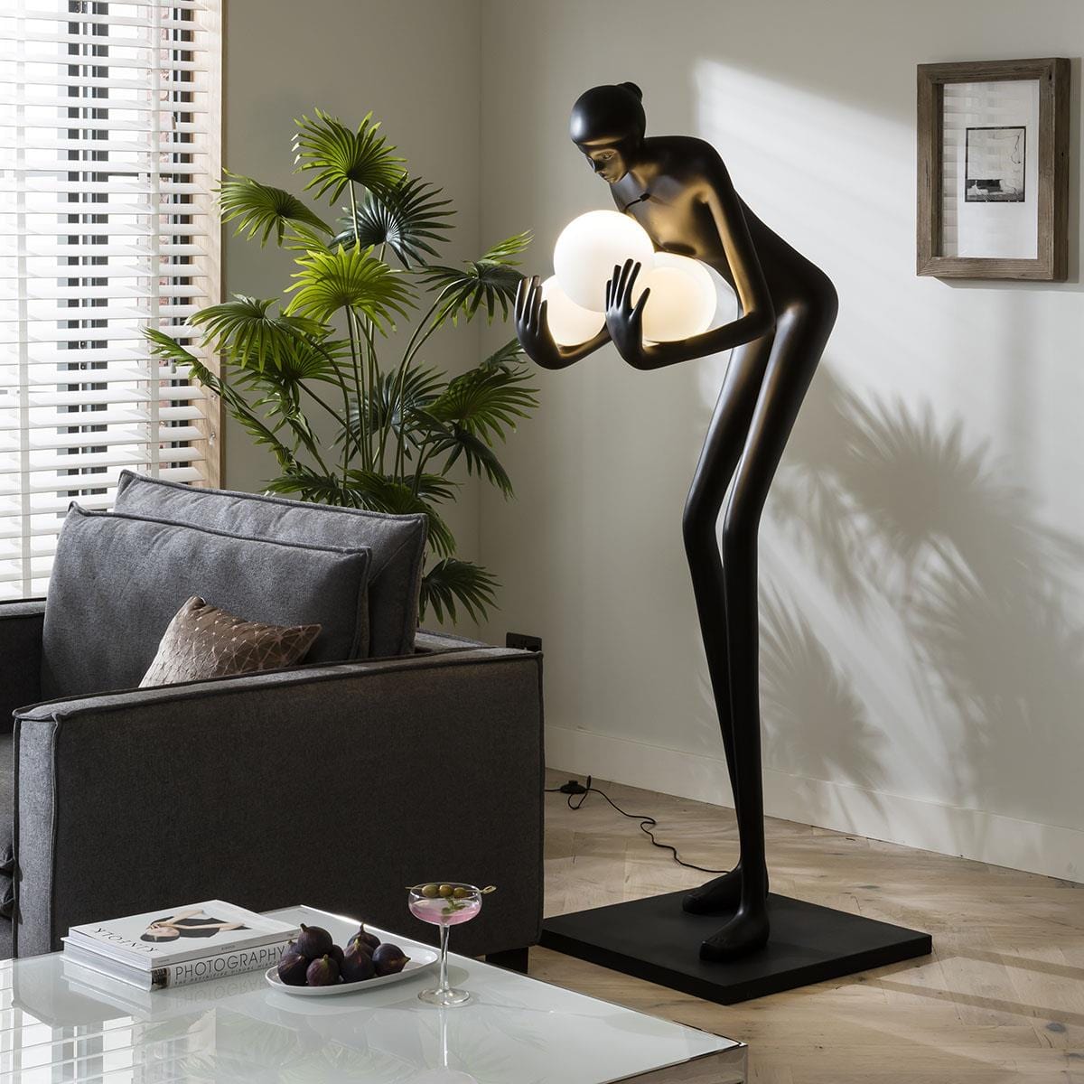 Quatropi Large Sculpture Floor Lamp Silhouette Feature 190cm - Bubble LED Light