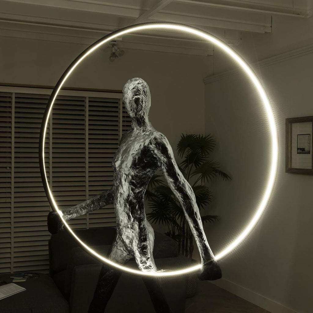 Quatropi Large Sculpture Floor Lamp Silhouette Feature 220cm - Round LED Light