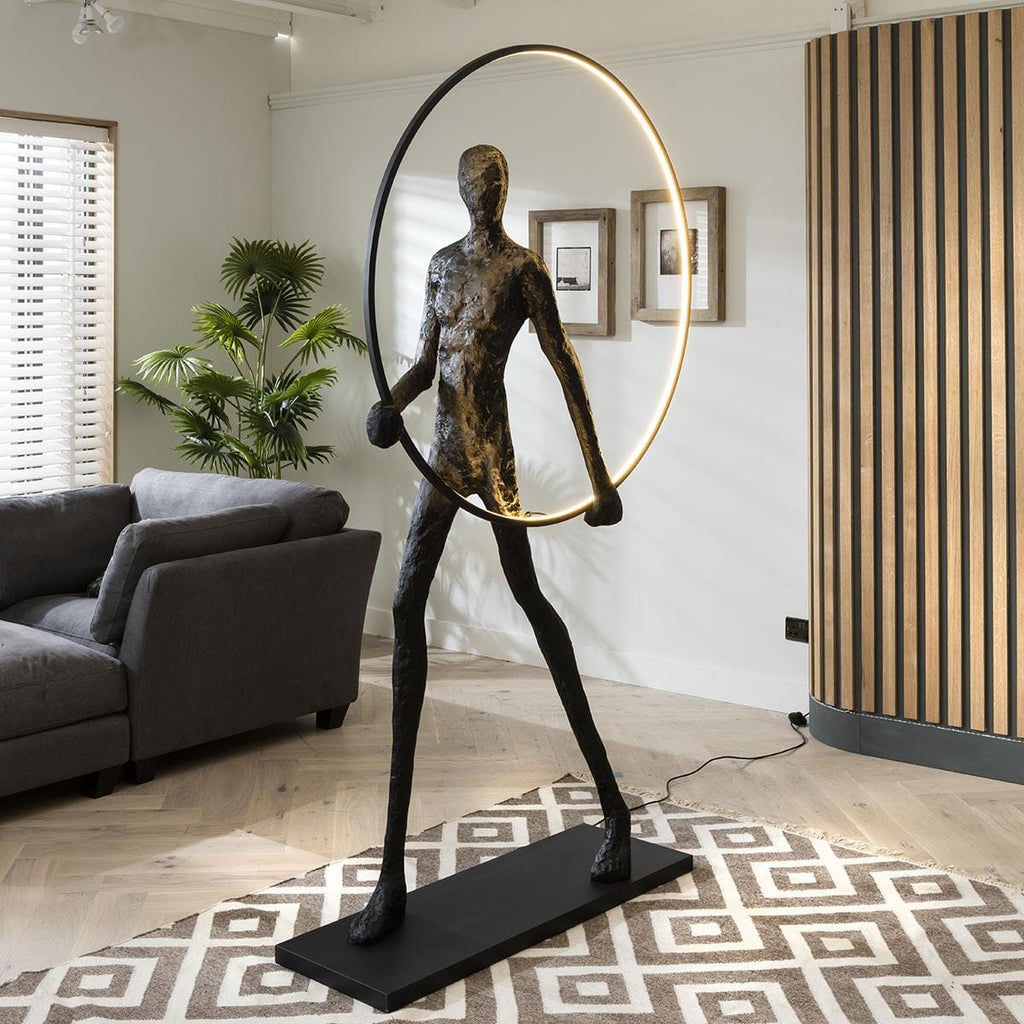 Quatropi Large Sculpture Floor Lamp Silhouette Feature 220cm - Round LED Light