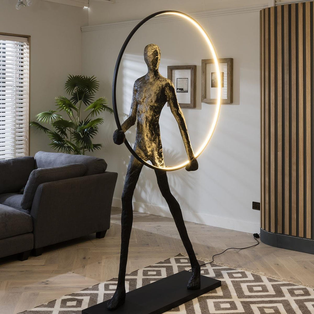 Quatropi Large Sculpture Floor Lamp Silhouette Feature 220cm - Round LED Light