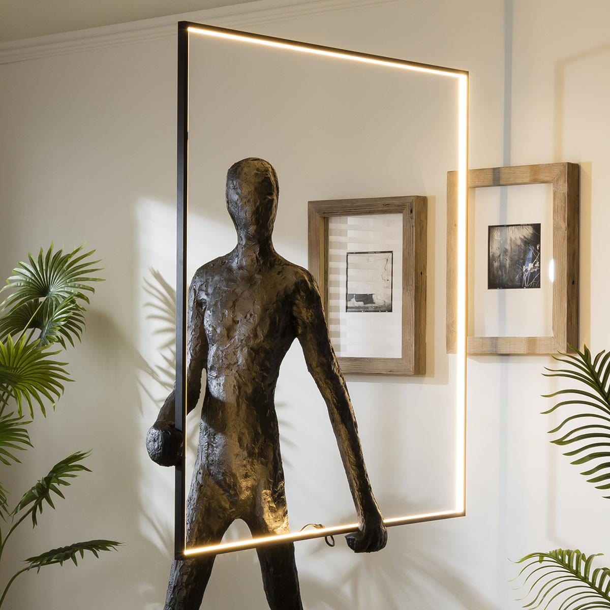 Quatropi Large Sculpture Floor Lamp Silhouette Feature 220cm - Square LED Light