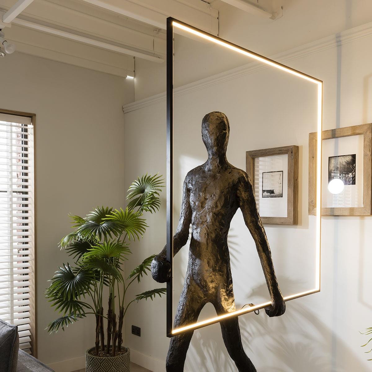 Quatropi Large Sculpture Floor Lamp Silhouette Feature 220cm - Square LED Light