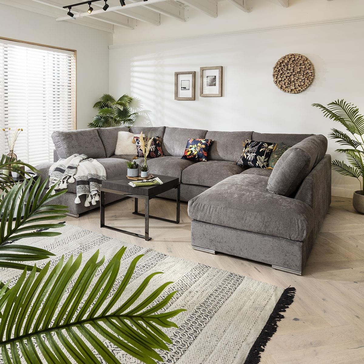 Quatropi Large Sofa Set Settee Corner Group U Shape Grey 3.3 x 2.1m