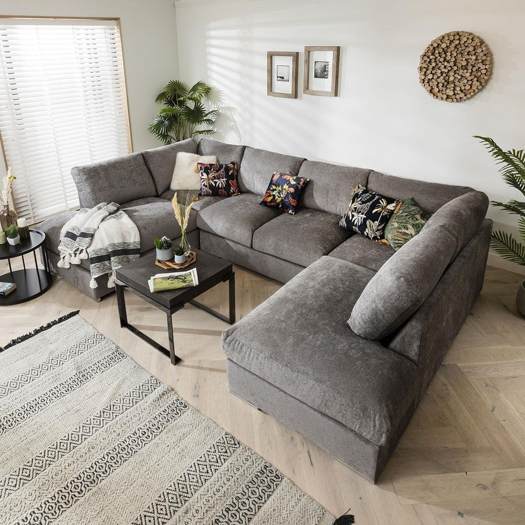 Quatropi Large Sofa Set Settee Corner Group U Shape Grey 3.3 x 2.1m