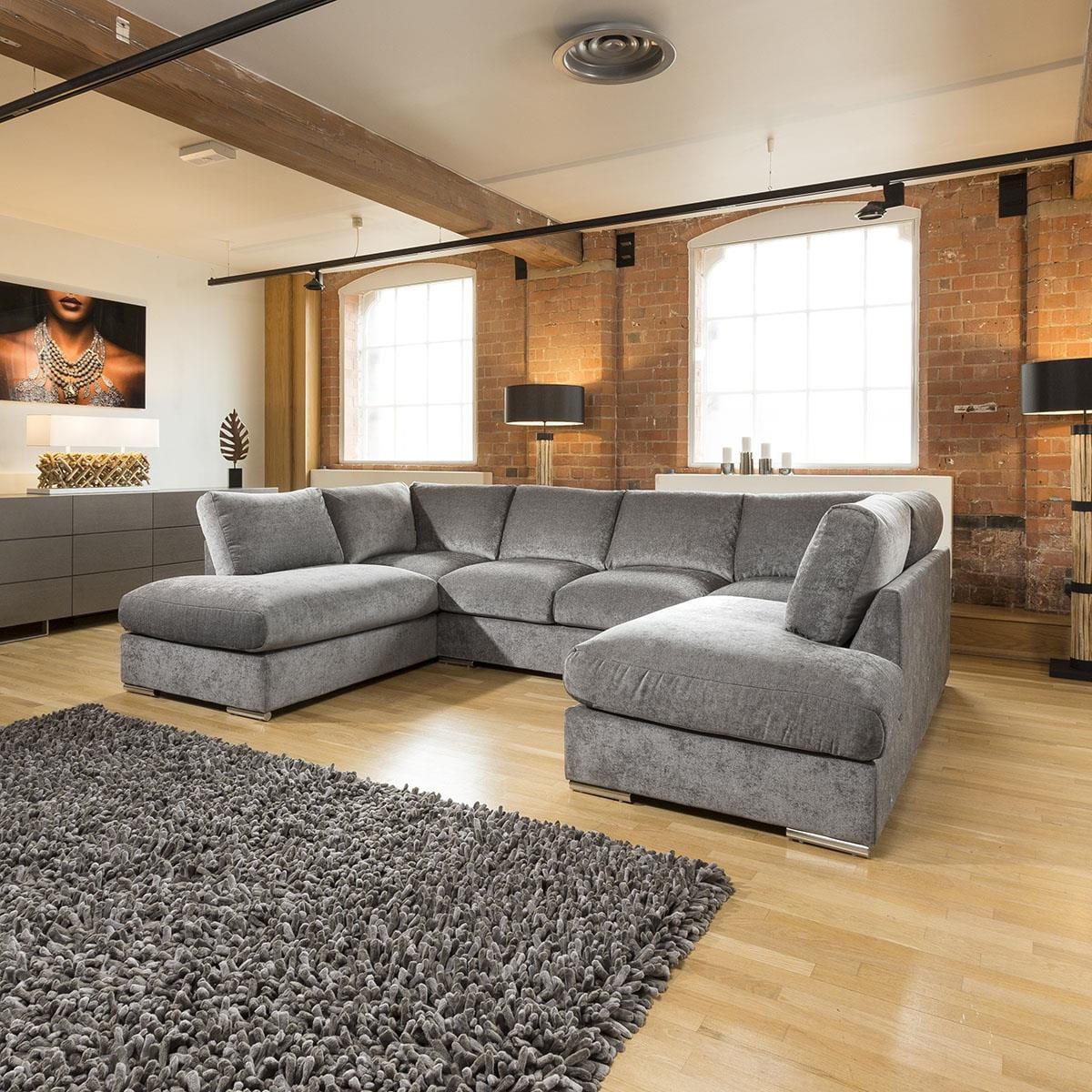 Quatropi Large Sofa Set Settee Corner Group U Shape Grey 3.3 x 2.1m