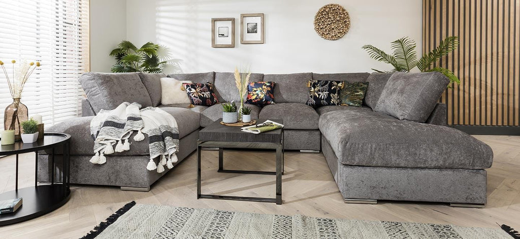 Quatropi Large Sofa Set Settee Corner Group U Shape Grey 3.3 x 2.1m