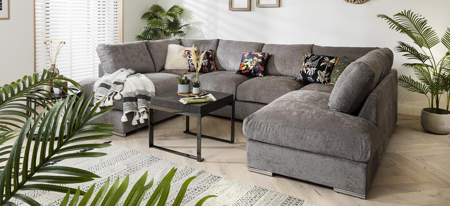 Quatropi Large Sofa Set Settee Corner Group U Shape Grey 3.3 x 2.1m