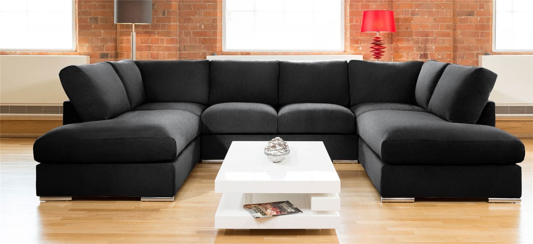 Quatropi Large Sofa Set Settee Corner Group U Shape Grey 3.3 x 2.1m