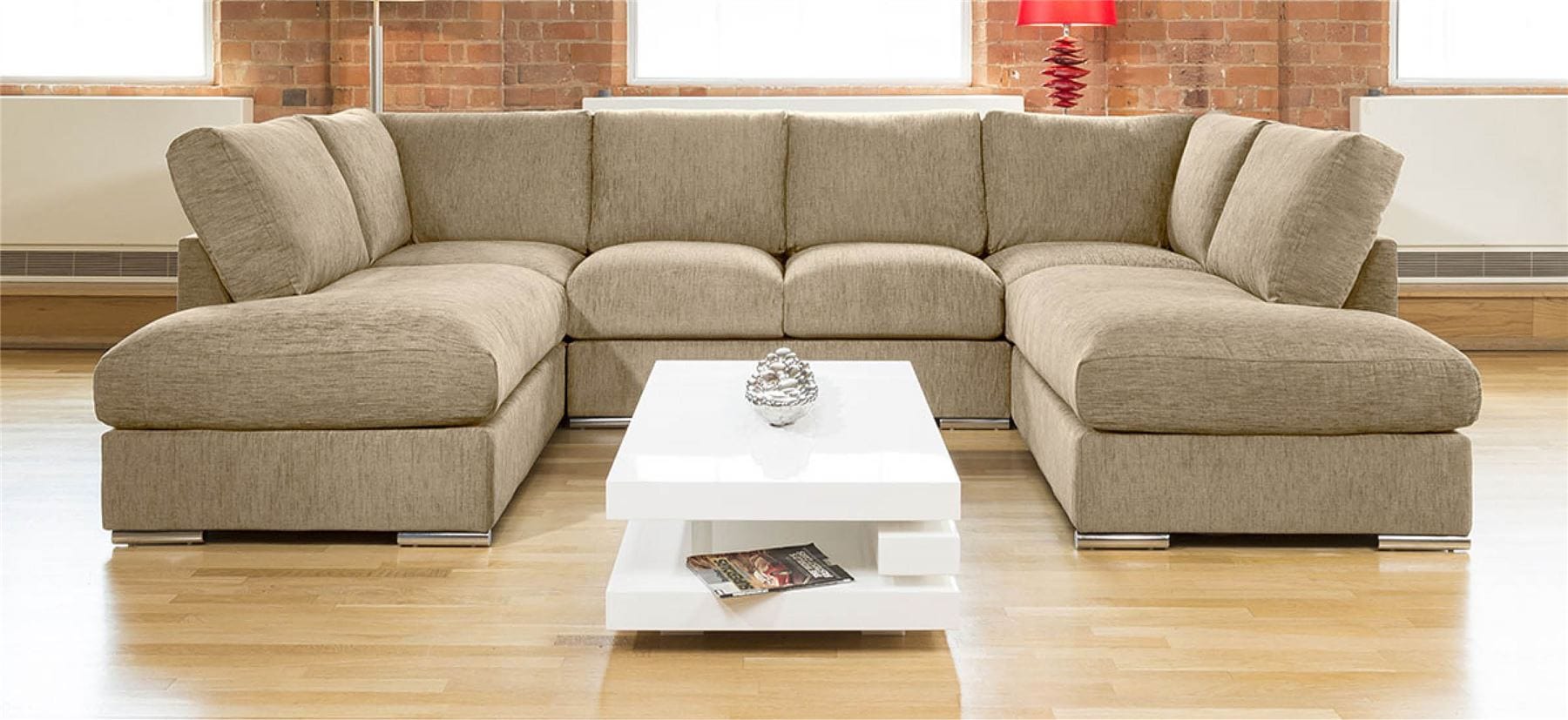 Quatropi Large Sofa Set Settee Corner Group U Shape Grey 3.3 x 2.1m