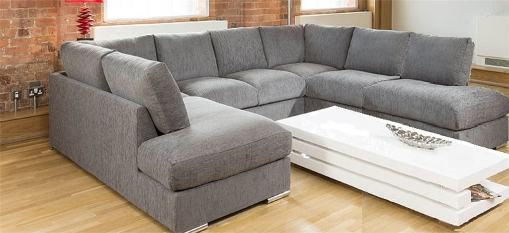 Quatropi Large Sofa Set Settee Corner Group U Shape Grey 3.3 x 2.9m