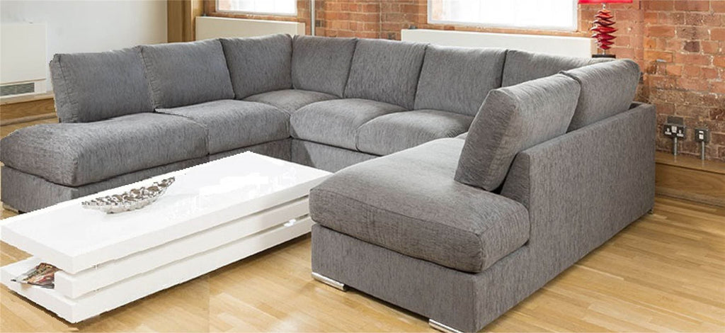 Quatropi Large Sofa Set Settee Corner Group U Shape Grey 3.3 x 2.9m