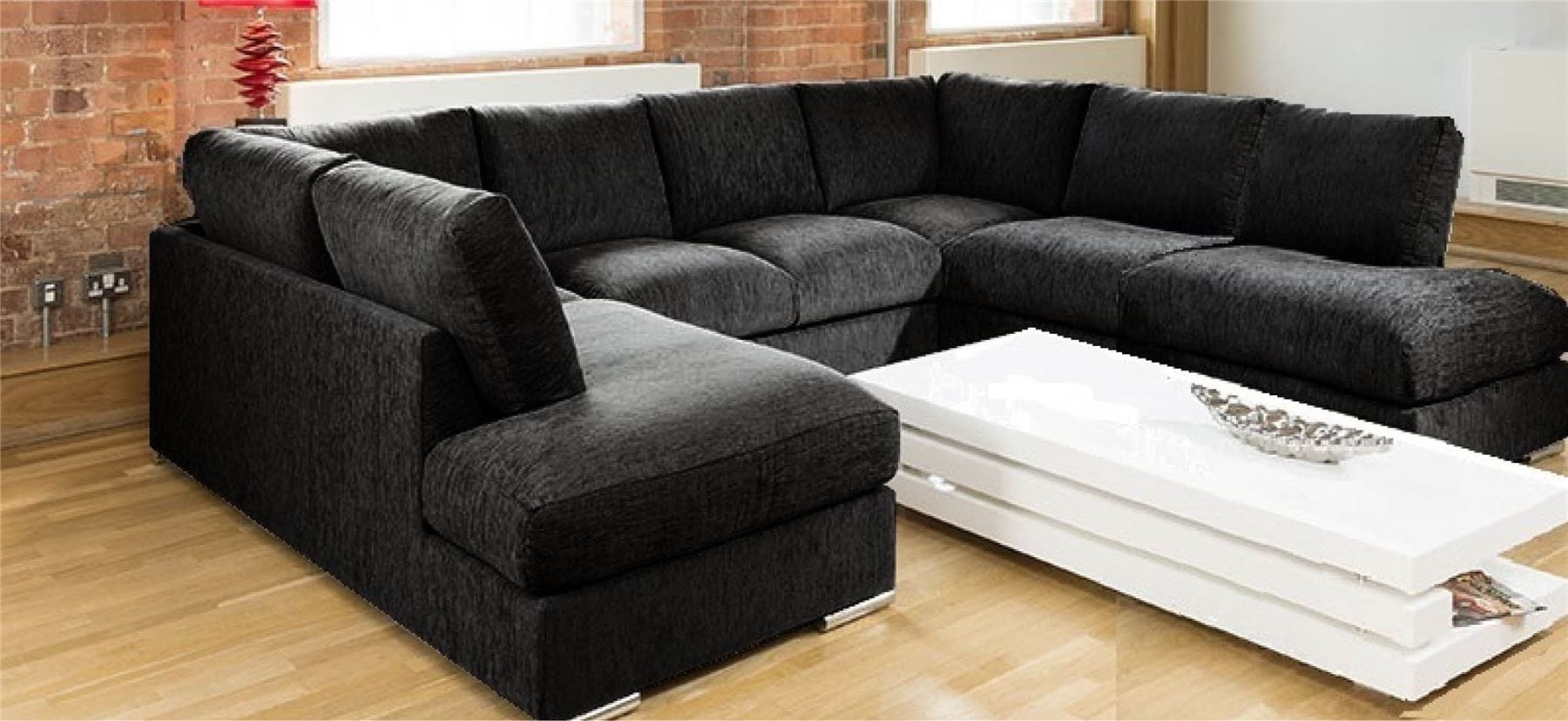 Quatropi Large Sofa Set Settee Corner Group U Shape Grey 3.3 x 2.9m