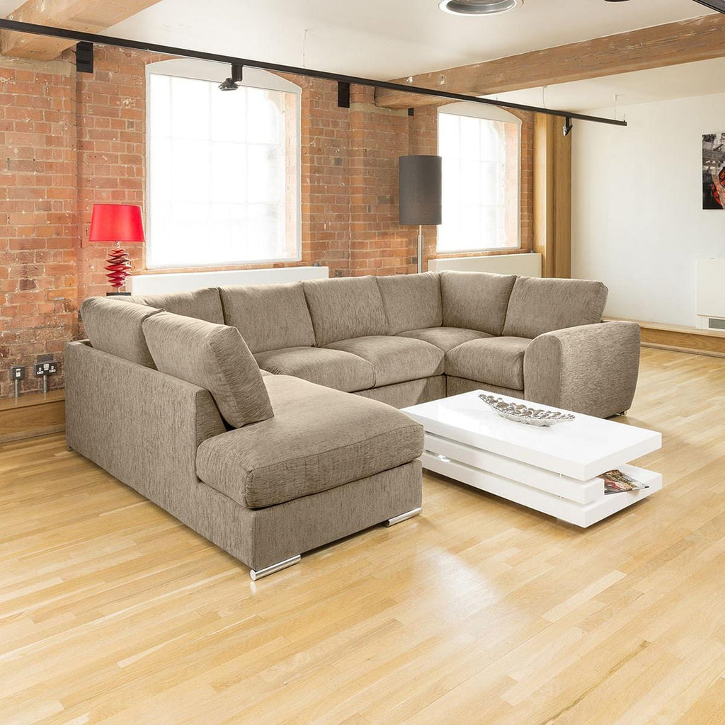 Quatropi Large Sofa Set Settee Corner Group U Shape Grey 3.3x2.1m L