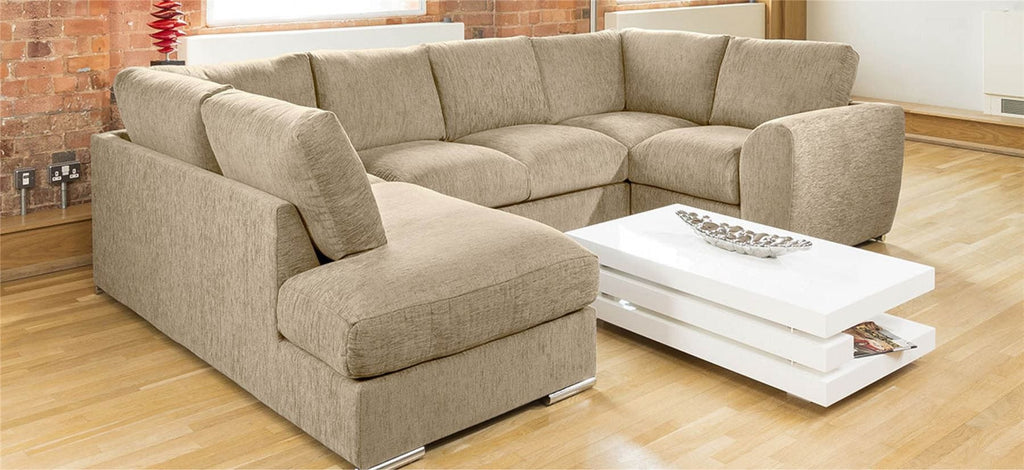 Quatropi Large Sofa Set Settee Corner Group U Shape Grey 3.3x2.1m L