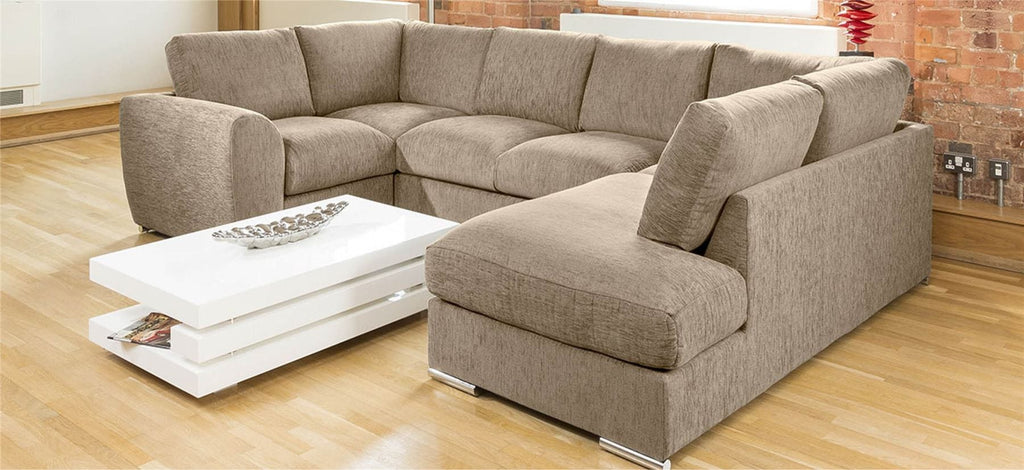 Quatropi Large Sofa Set Settee Corner Group U Shape Grey 3.3x2.1m R