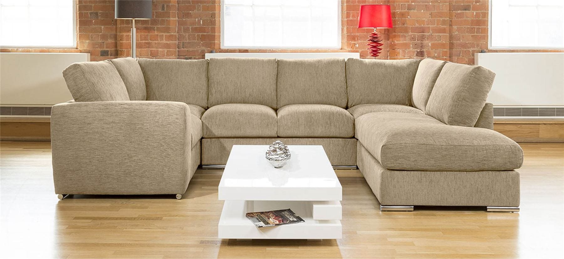 Quatropi Large Sofa Set Settee Corner Group U Shape Grey 3.3x2.1m R