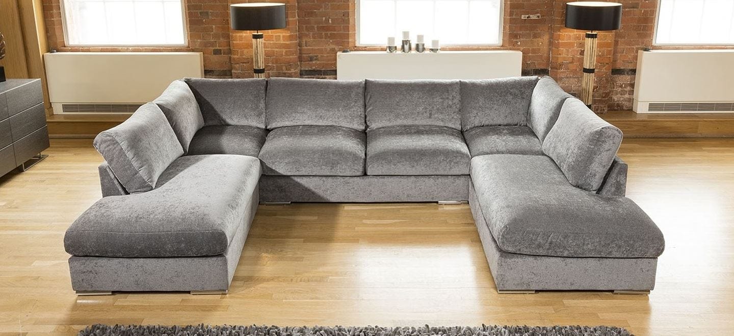 Quatropi Large Sofa Set Settee Corner Group U Shape Grey 3.7 x 2.1m