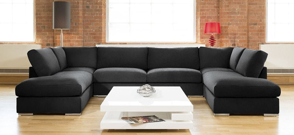 Quatropi Large Sofa Set Settee Corner Group U Shape Grey 3.7 x 2.1m