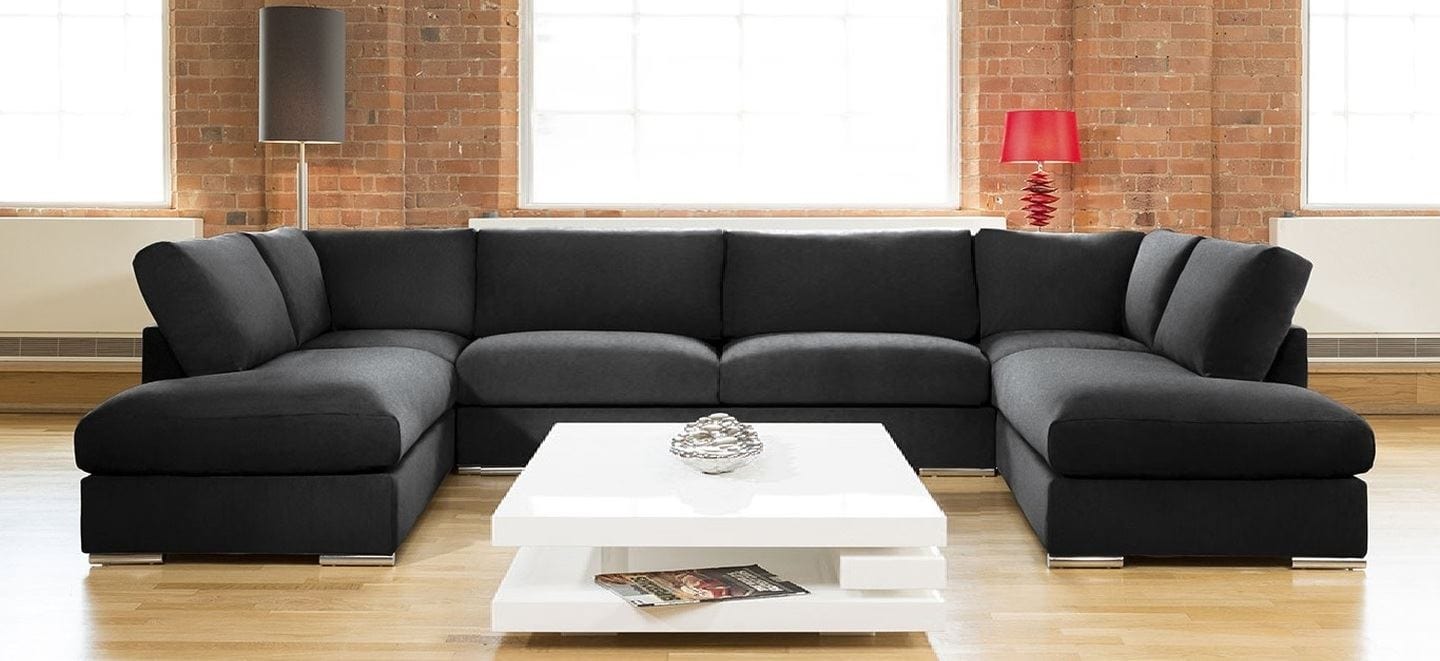 Quatropi Large Sofa Set Settee Corner Group U Shape Grey 3.7 x 2.1m