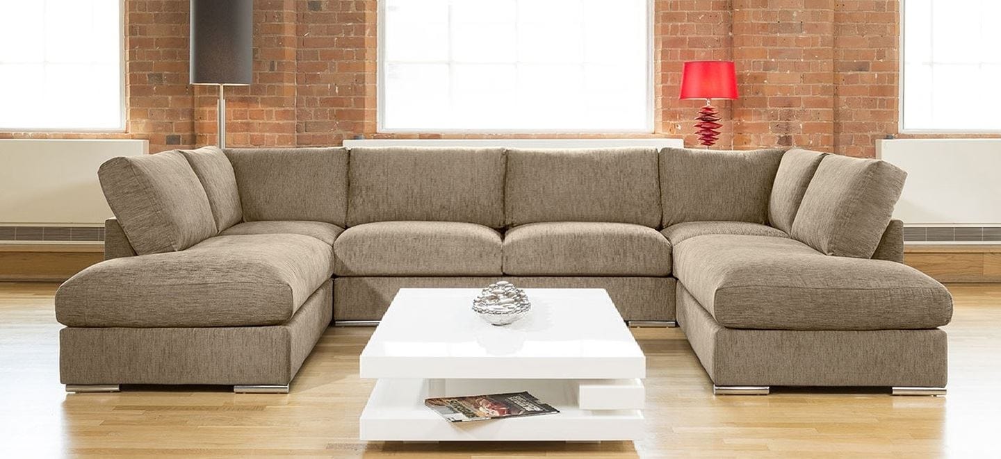 Quatropi Large Sofa Set Settee Corner Group U Shape Grey 3.7 x 2.1m