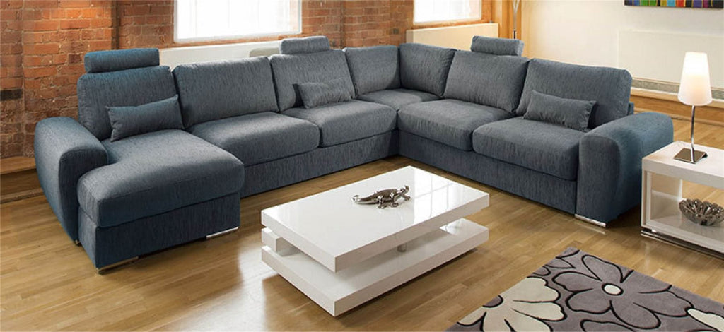 Quatropi Luxury L Shape Corner Sofa Chaise Headrests Grande 16LH New