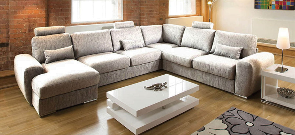 Quatropi Luxury L Shape Corner Sofa Chaise Headrests Grande 16LH New
