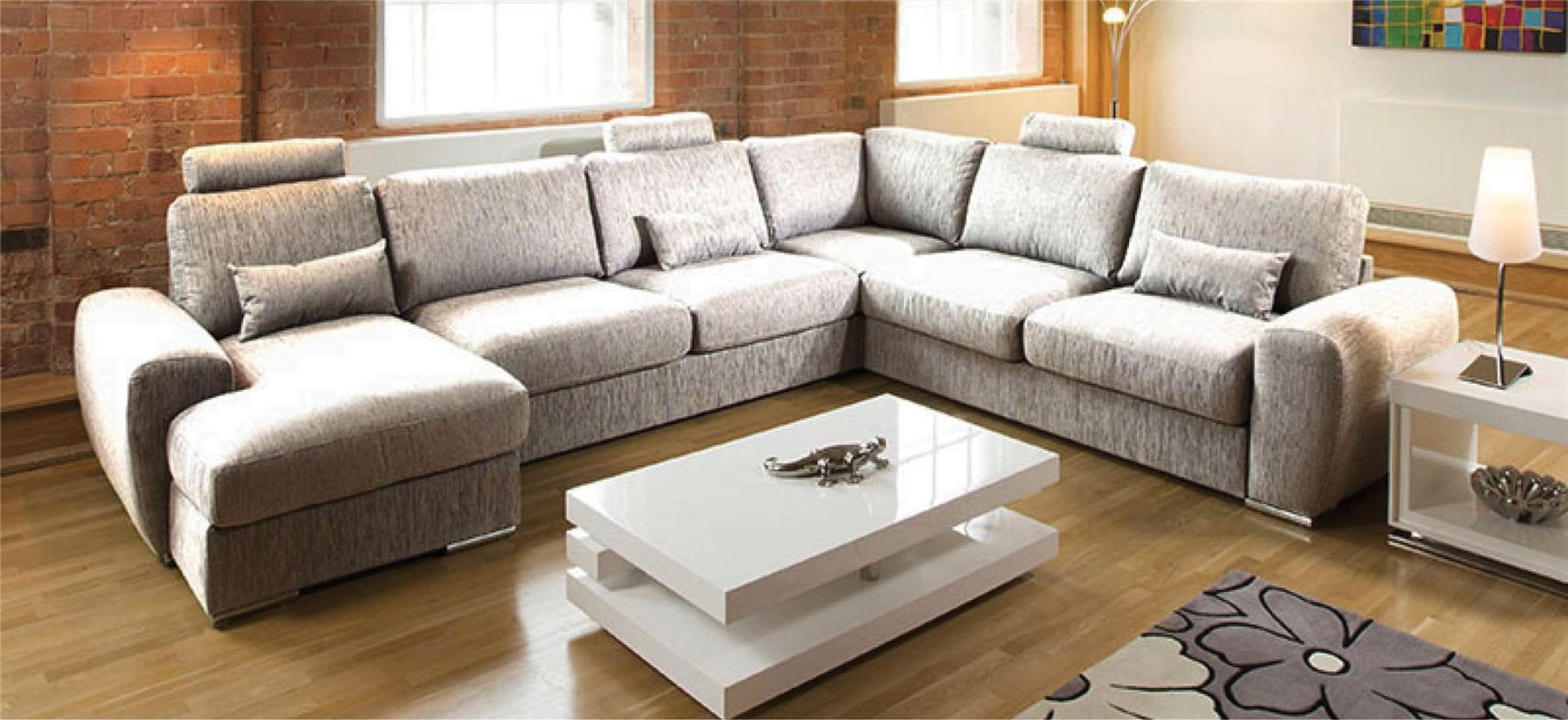 Quatropi Luxury L Shape Corner Sofa Chaise Headrests Grande 16LH New