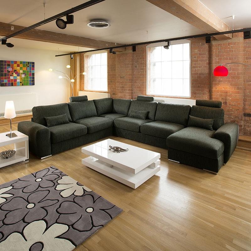 Quatropi Luxury L Shape Corner Sofa Chaise Headrests Grande 16RH New