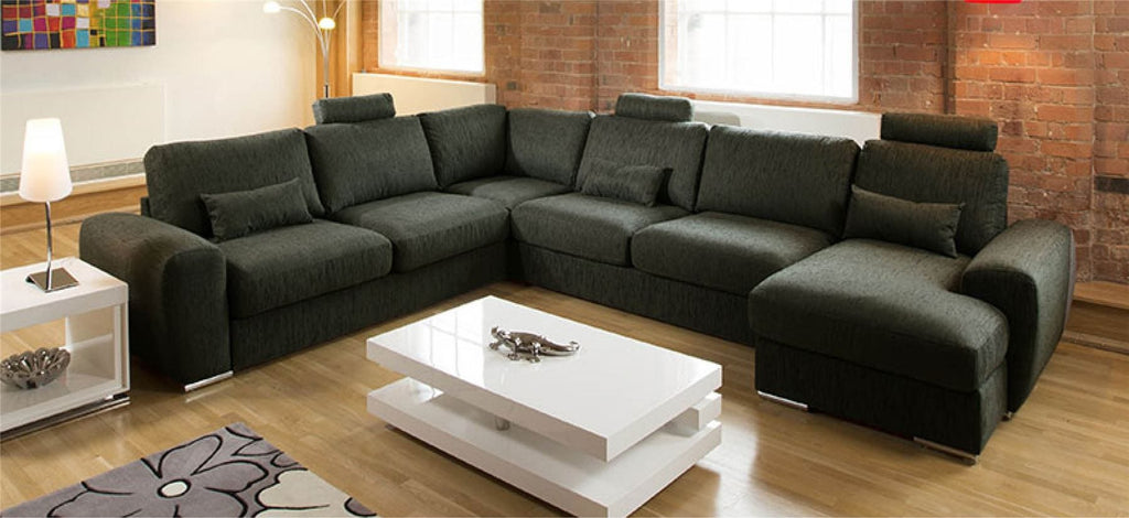 Quatropi Luxury L Shape Corner Sofa Chaise Headrests Grande 16RH New