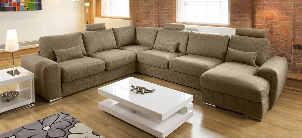 Quatropi Luxury L Shape Corner Sofa Chaise Headrests Grande 16RH New