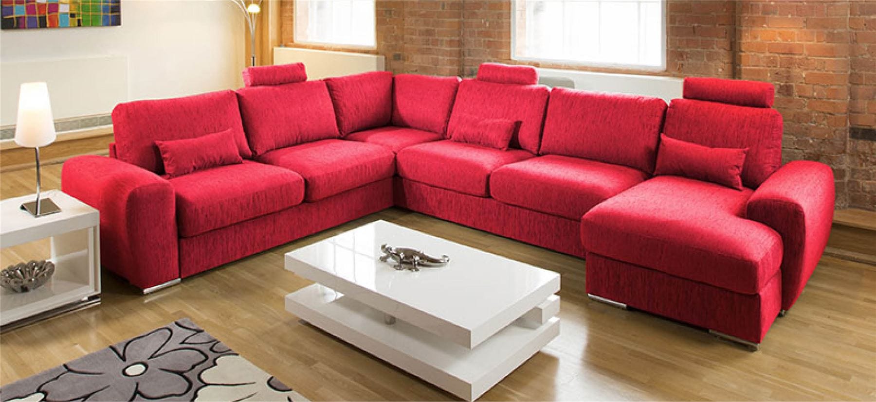 Quatropi Luxury L Shape Corner Sofa Chaise Headrests Grande 16RH New