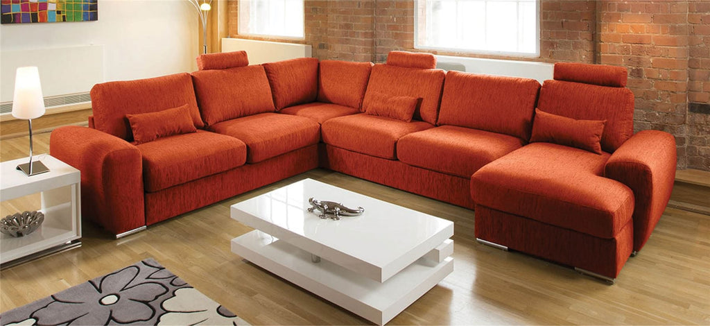 Quatropi Luxury L Shape Corner Sofa Chaise Headrests Grande 16RH New