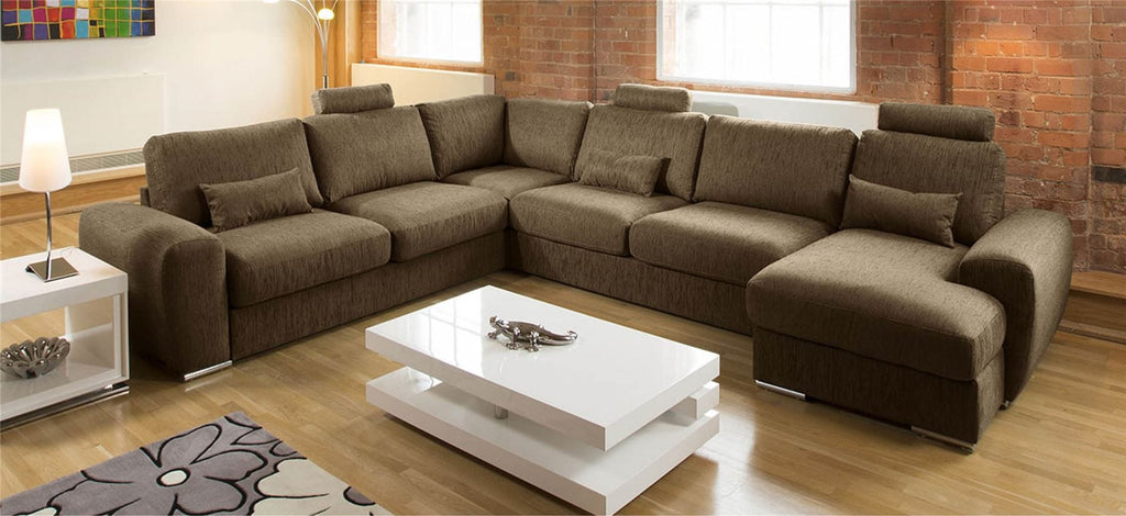 Quatropi Luxury L Shape Corner Sofa Chaise Headrests Grande 16RH New