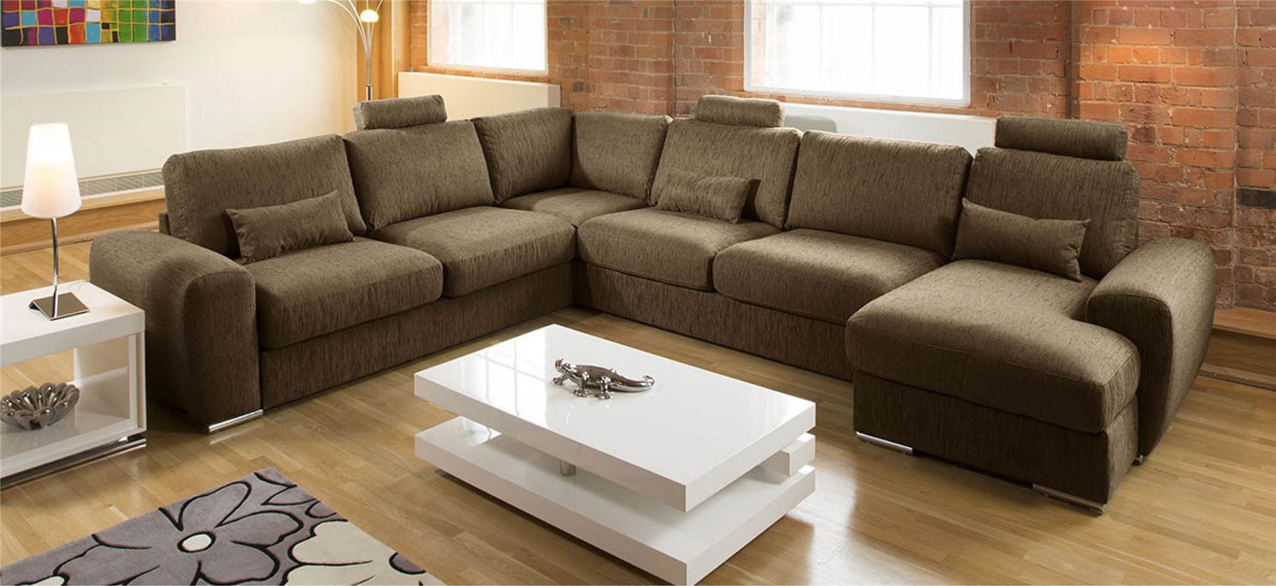 Quatropi Luxury L Shape Corner Sofa Chaise Headrests Grande 16RH New