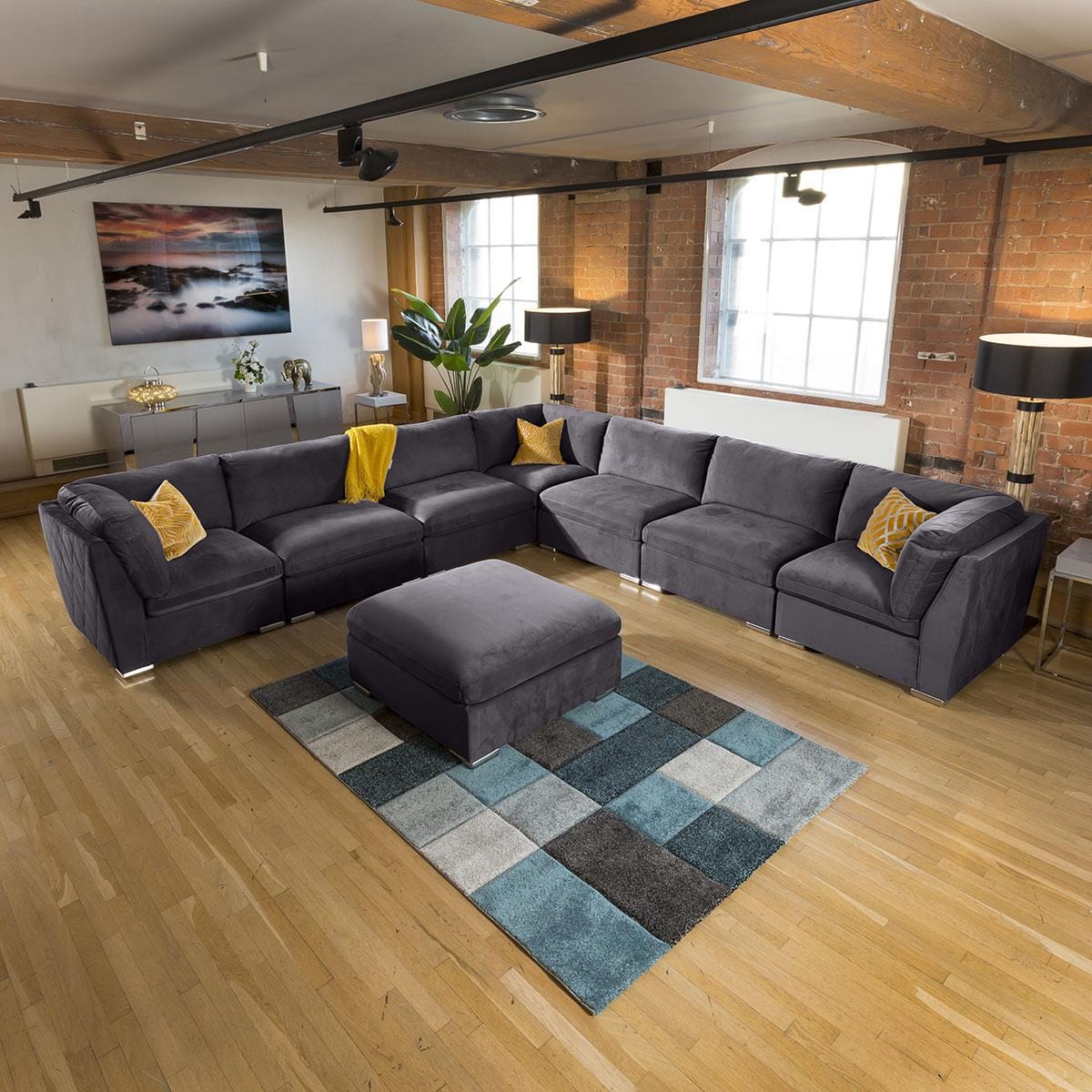 Stunning Modular Sofa Mikey Range Middle Section Dark Grey