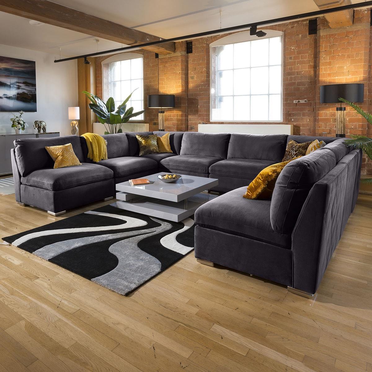 Stunning Modular Sofa Mikey Range Middle Section Dark Grey