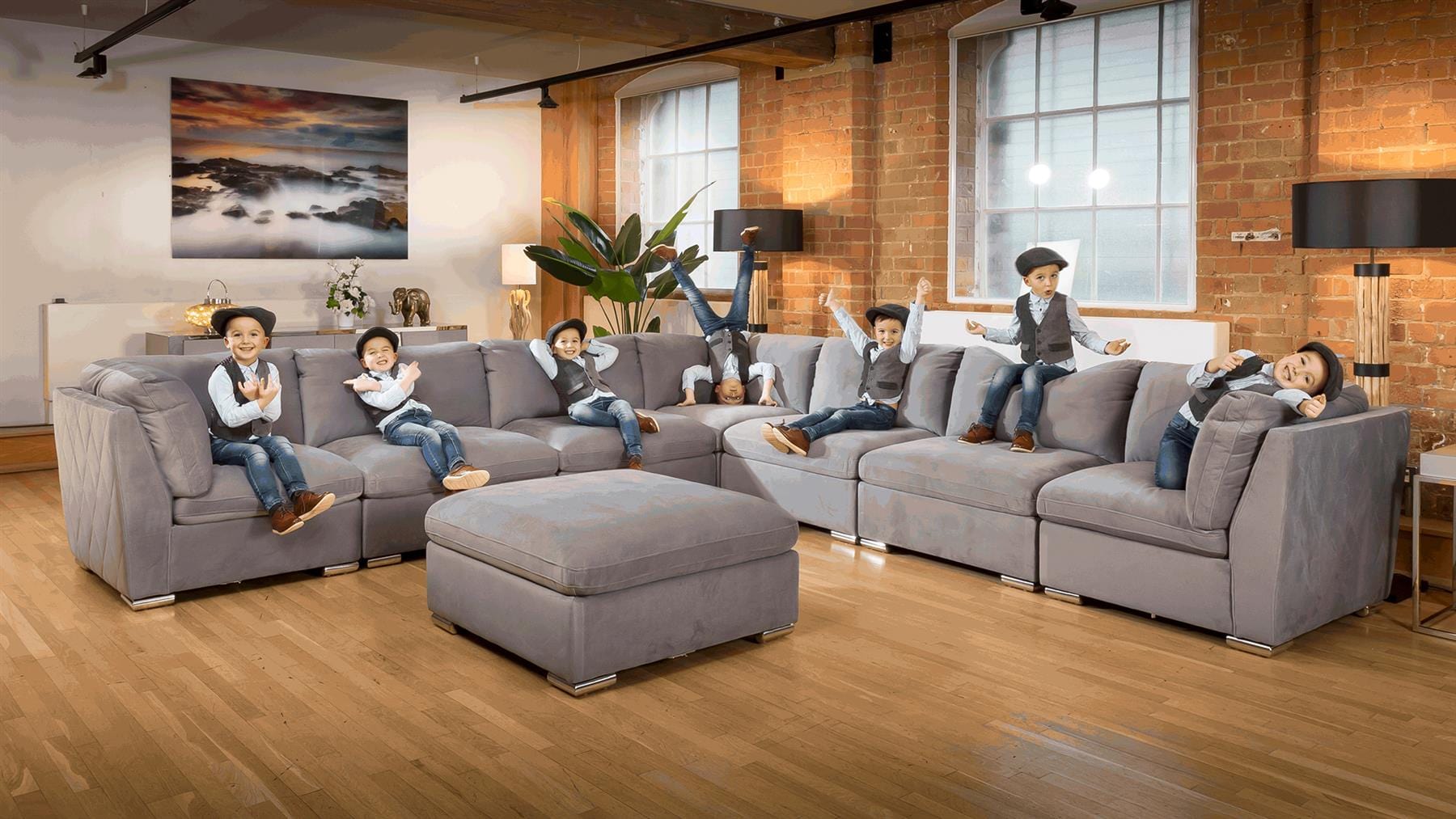 Stunning Modular Sofa Mikey Range Middle Section Medium Grey