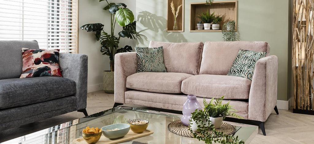 Quatropi Modern 2 Seat Sofa - Premium Fabric - Riviera Blush Pink - 185cm