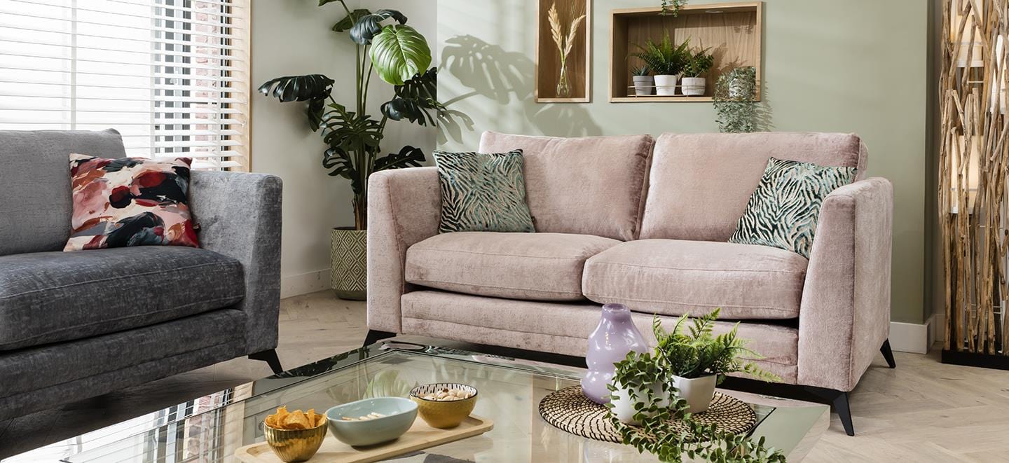 Quatropi Modern 2 Seat Sofa - Premium Fabric - Riviera Blush Pink - 185cm