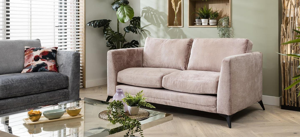 Quatropi Modern 2 Seat Sofa - Premium Fabric - Riviera Blush Pink - 185cm