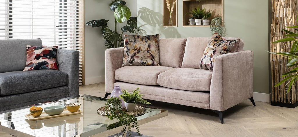 Quatropi Modern 2 Seat Sofa - Premium Fabric - Riviera Blush Pink - 185cm