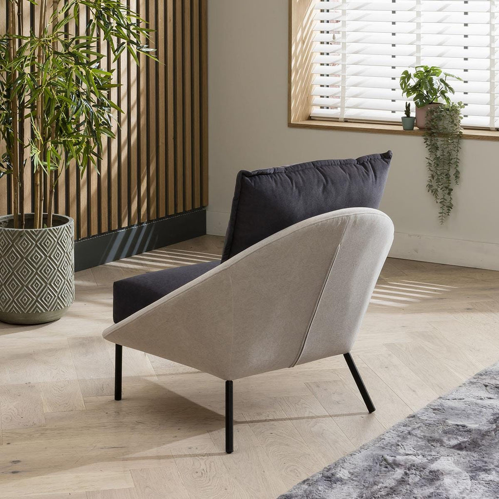 Quatropi Modern Accent Chair Soft-Touch Grey Fabric - Metal Legs