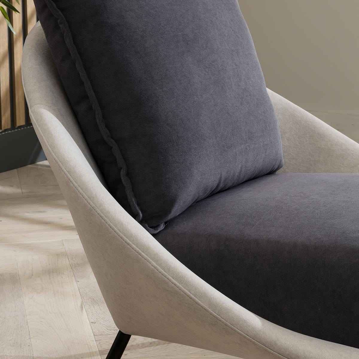 Quatropi Modern Accent Chair Soft-Touch Grey Fabric - Metal Legs