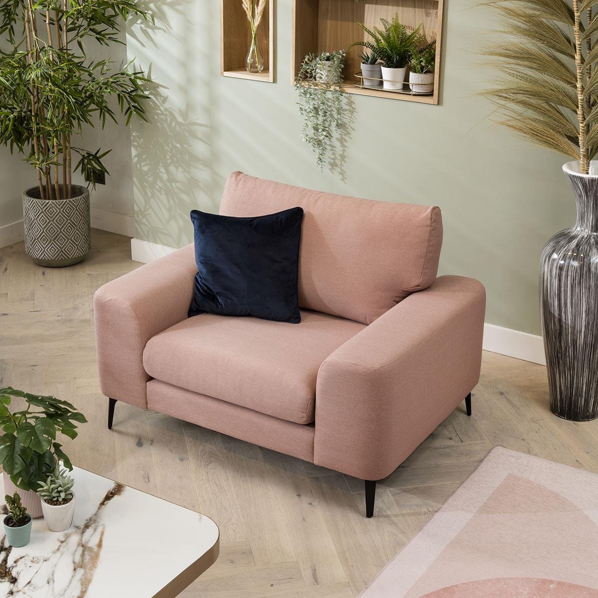 Modern Fabric Snuggle Armchair - Premium Upholstery - Moly Pink - 124cm