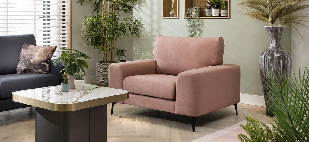 Modern Fabric Snuggle Armchair - Premium Upholstery - Moly Pink - 124cm