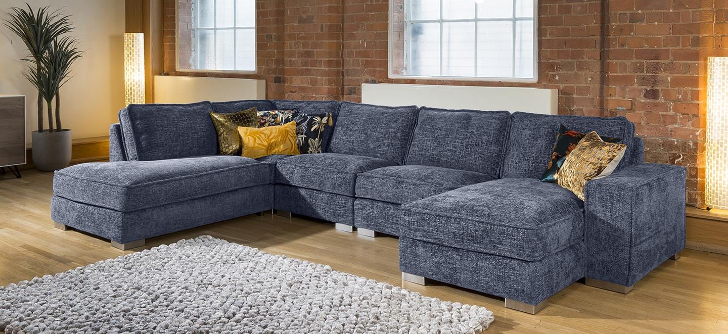 Quatropi Modern Cinema U Shape Sofa Many Colours & Fabrics Lexci 15L