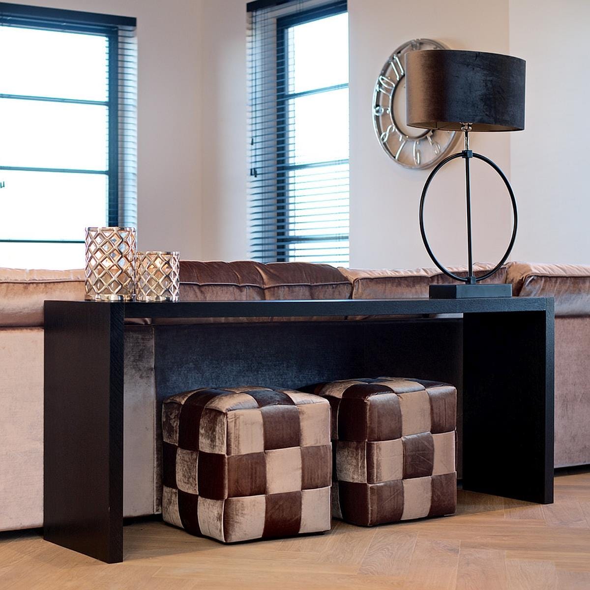 Quatropi Modern Console Table Black Oak Sideboard 2000 x 450 x 800mm