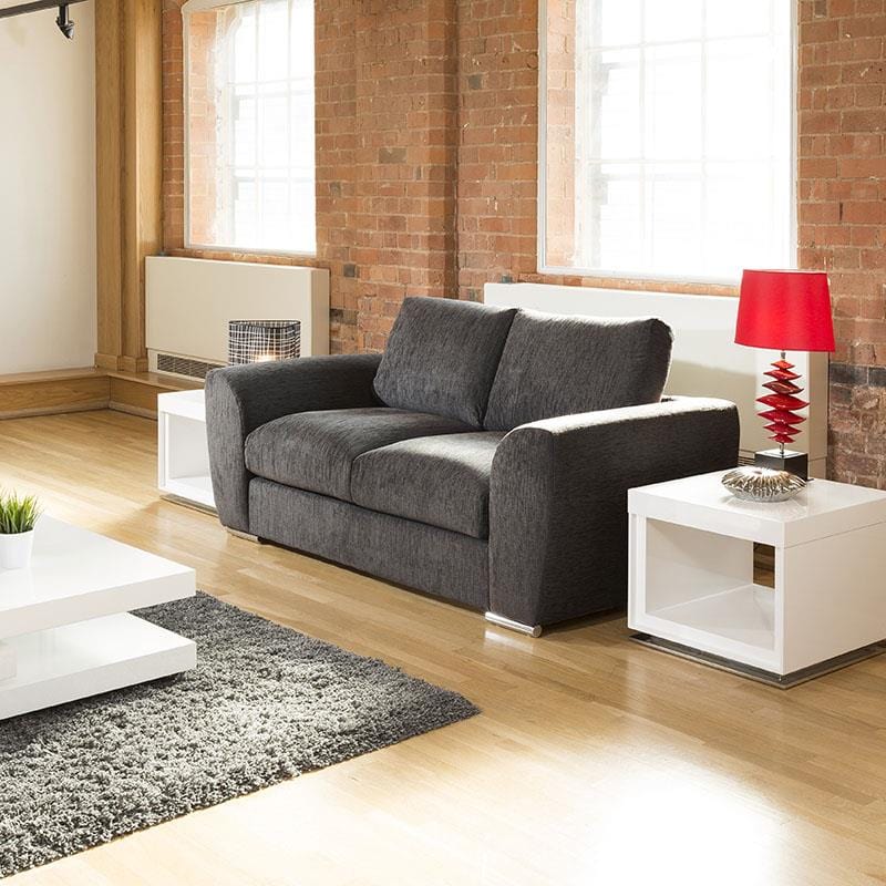 Quatropi Modern Designer 2 Seater Settee/Sofa Made to Order Grey Fabric